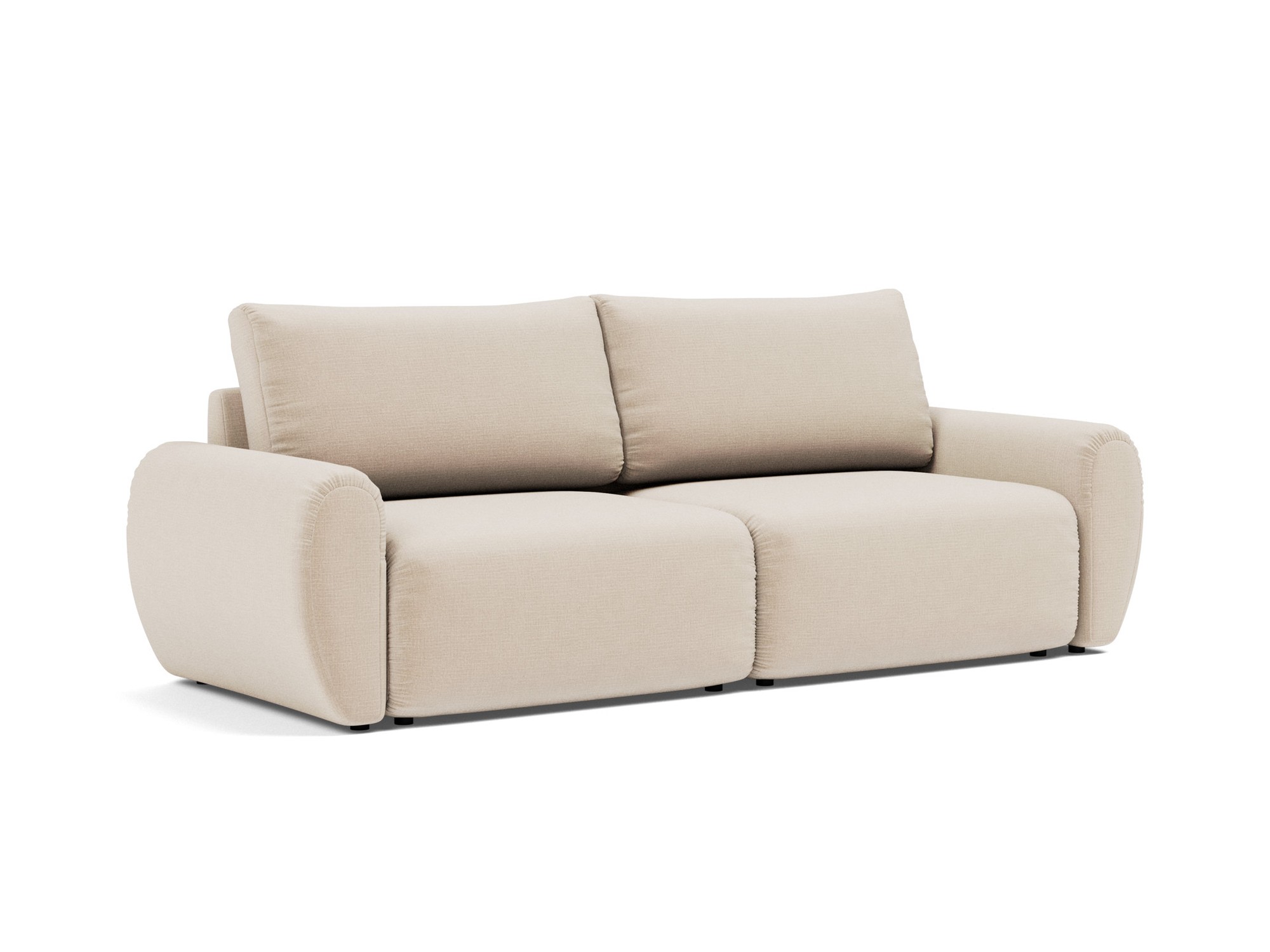 Schlafsofa Norum mit Curve-Armlehnen Chenille Esina 410-Almond-Beige