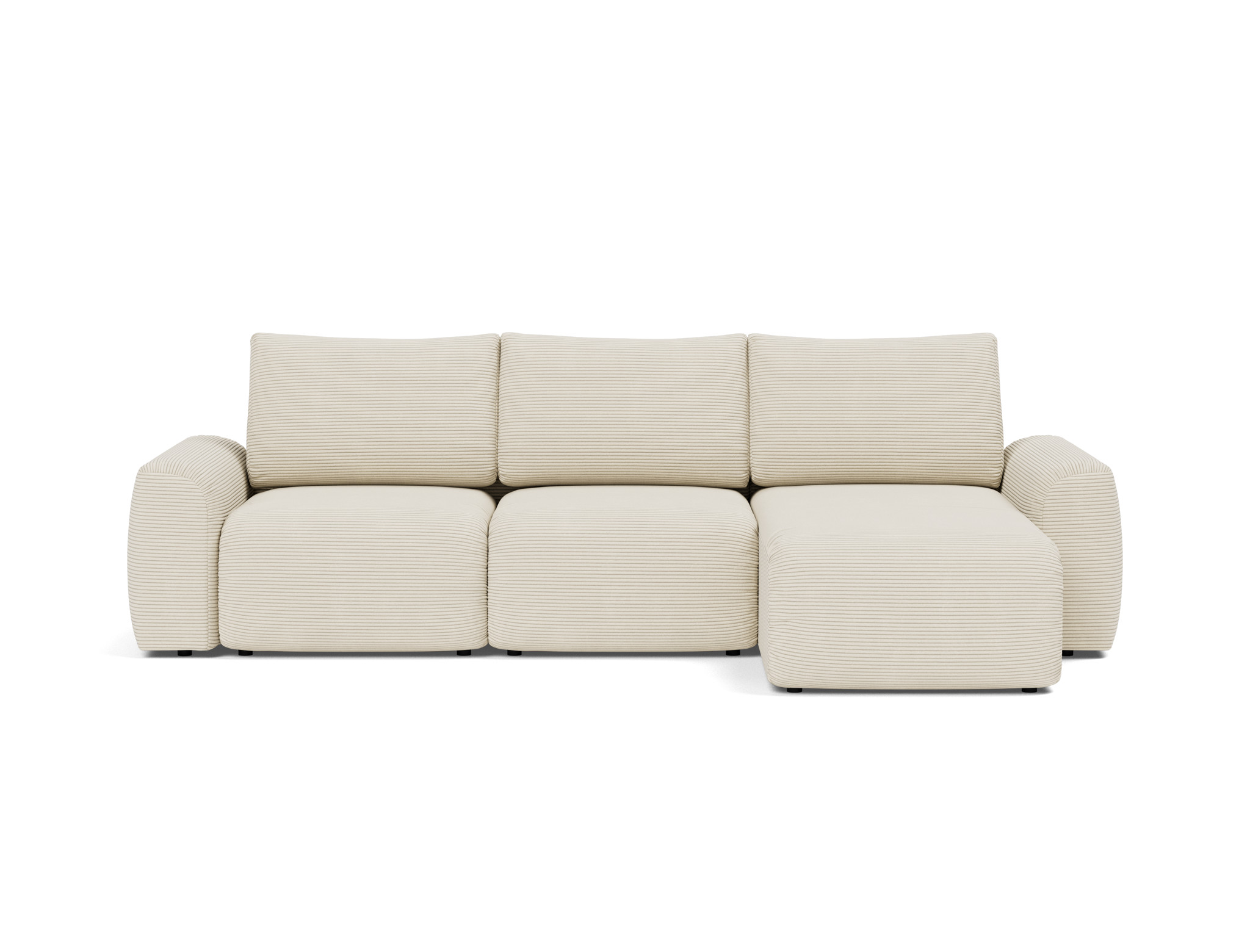 Schlafsofa Norum mit Chaiselongue und Chunky-Armlehnen Kord Corduroy 594-Ivory