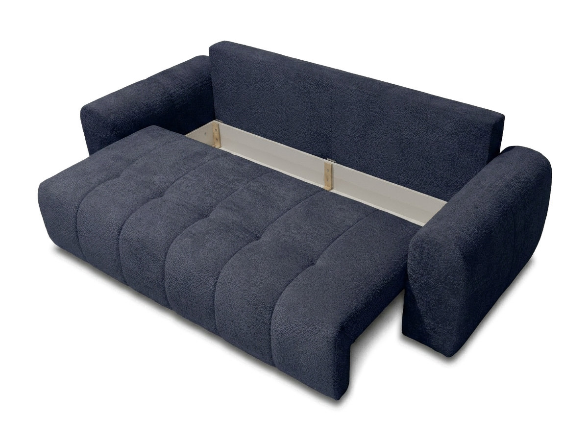 Bobochic Roxelane Schlafsofa 3-Sitzer mit Bettkasten Bouclé-Stoff Dunkelblau