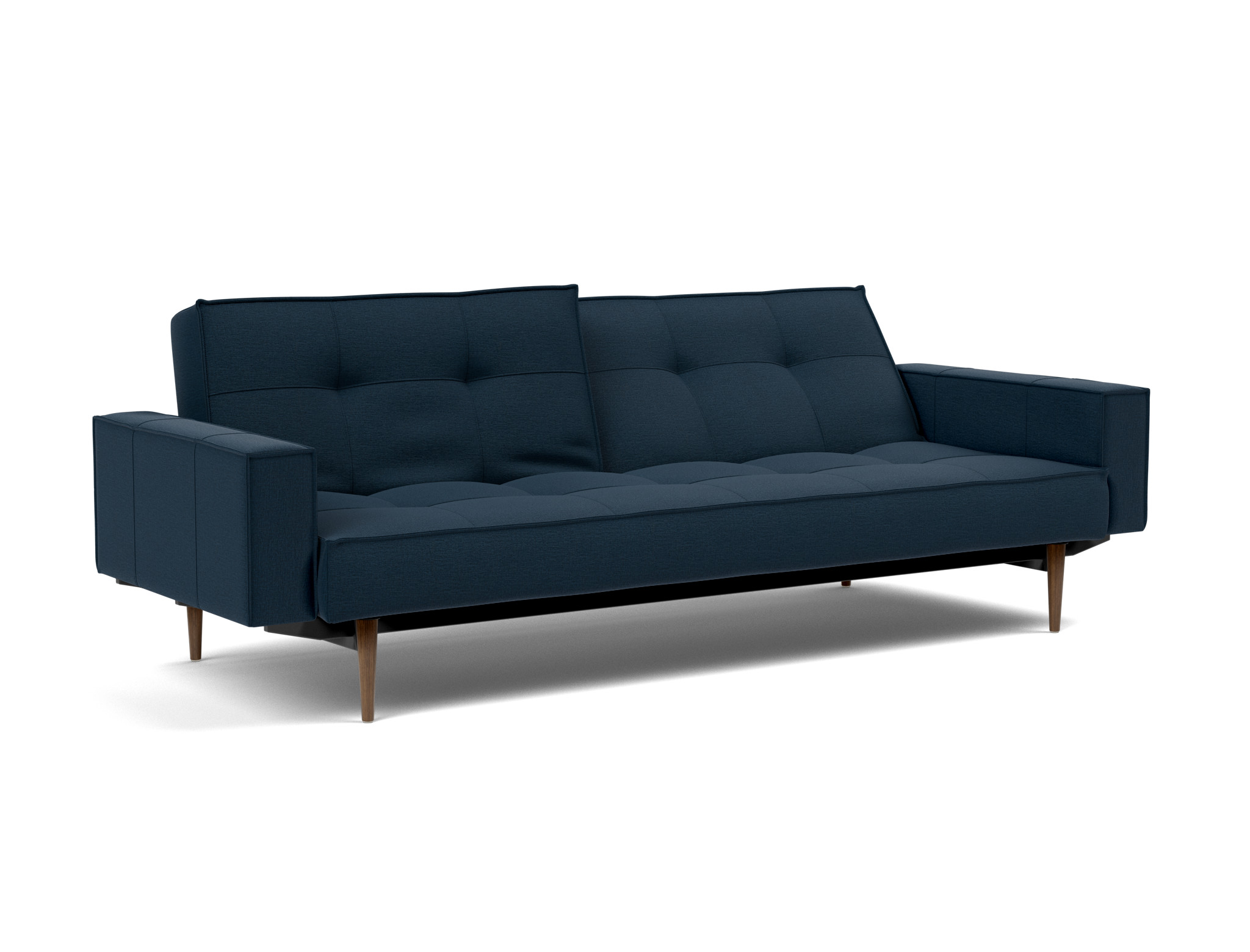 Schlafsofa Splitback mit Armlehnen Flachgewebe Mixed Dance 528-Blue Beine Styletto Eiche dunkel