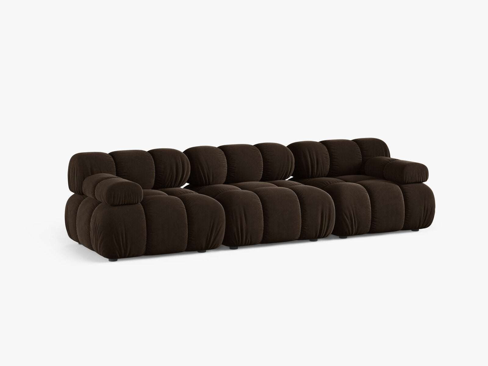 Micadoni Modulares Sofa Bellis 3-Sitzer Samt Bluvel Dunkelbraun