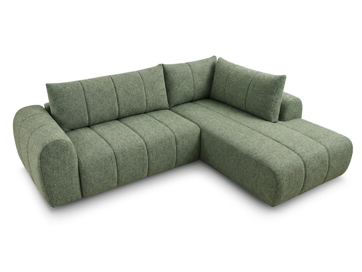 Bobochic Nesty Ecksofa in L-Form, 256 cm Melange-Stoff Hellgrün Ecke rechts