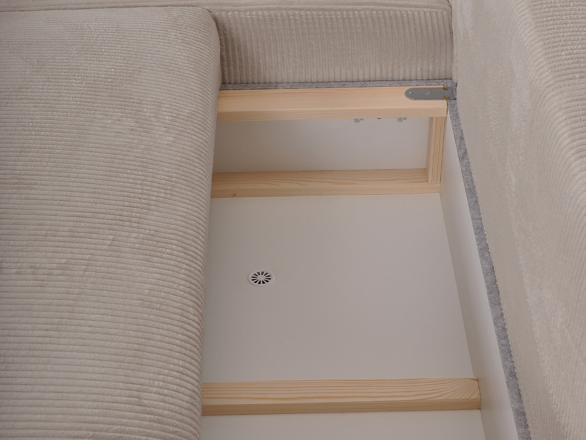 Bobochic Campi Ecksofa mit Schlaffunktion und Bettkasten Cordsamt Taupe Ecke links