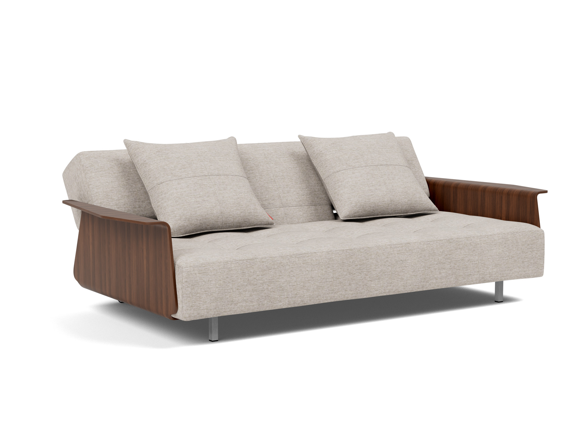 Schlafsofa Long Horn D.E.L. mit Armlehnen Chenille Yuveno 471-Sand