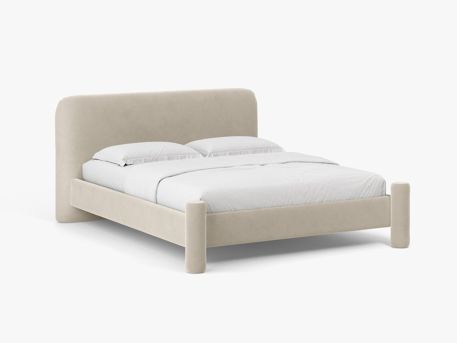 Micadoni Vera Bett mit Kopfteil Samt Casino Helles Beige 180x200