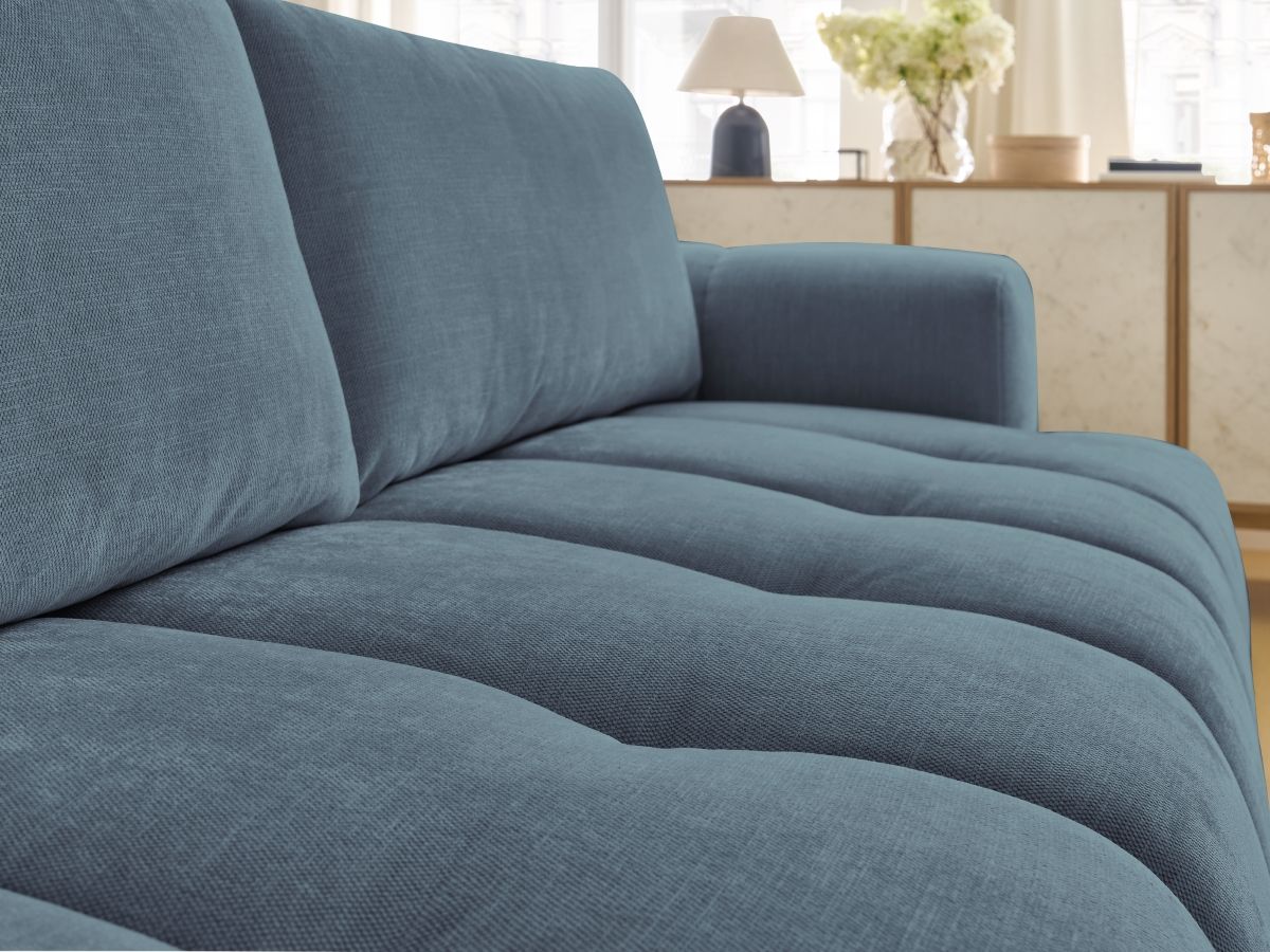 Bobochic Fuji Schlafsofa 3-Sitzer mit Bettkasten Stoff Hellblau