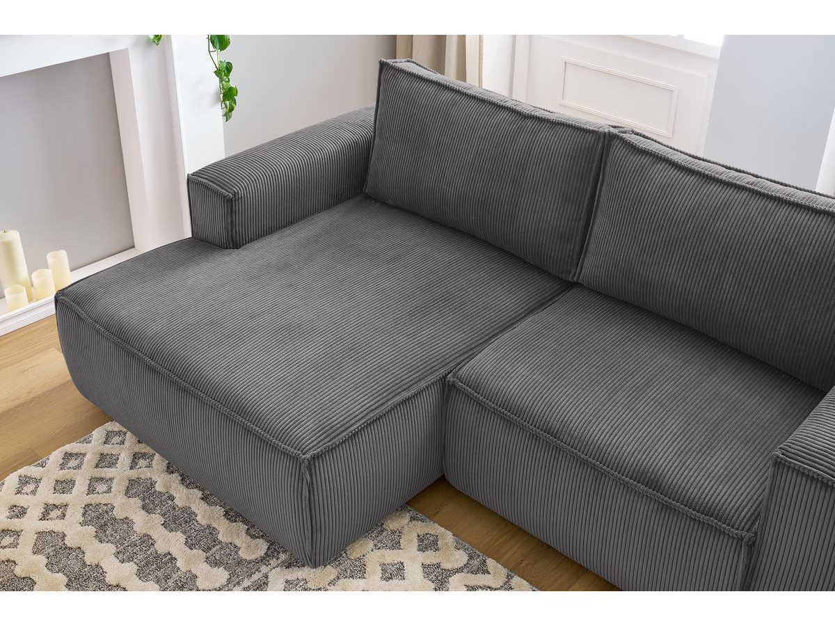 Bobochic Nihad Ecksofa Cordsamt Dunkelgrau Ecke links