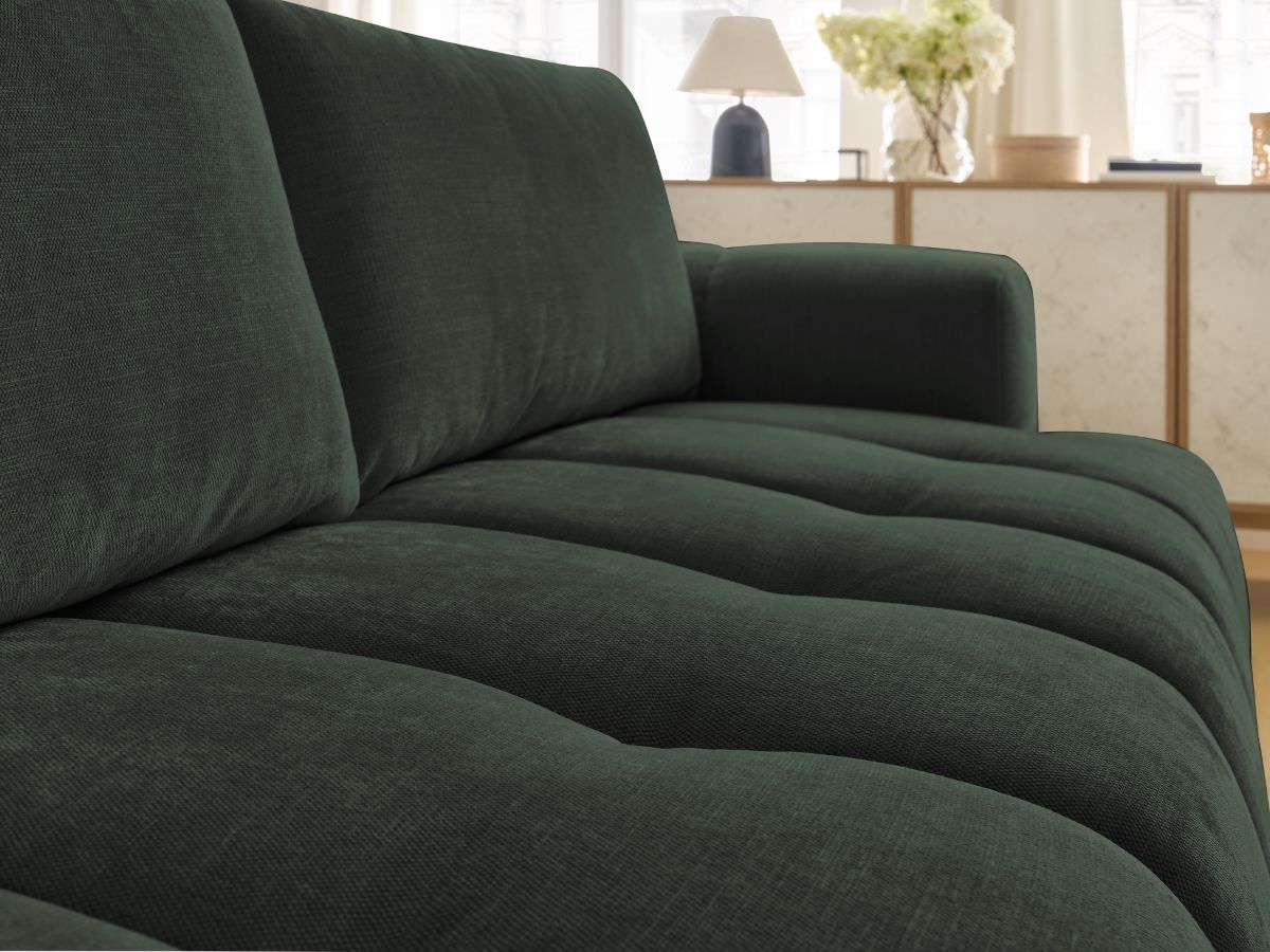 Bobochic Fuji Schlafsofa 3-Sitzer mit Bettkasten und Pouf Stoff Grün