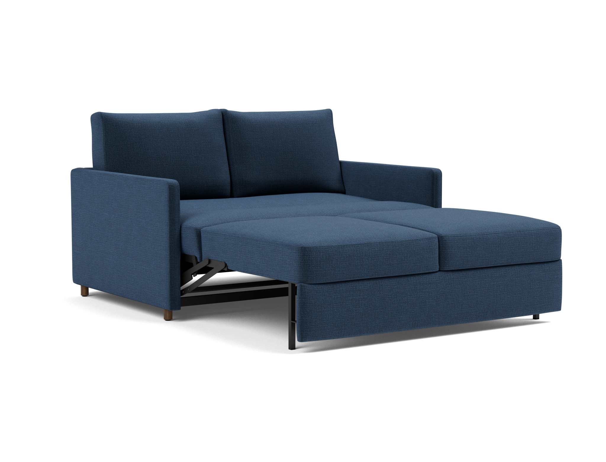 Schlafsofa Neah mit Slim-Armlehnen 140 Chenille Esina 414-Indigo-Blue