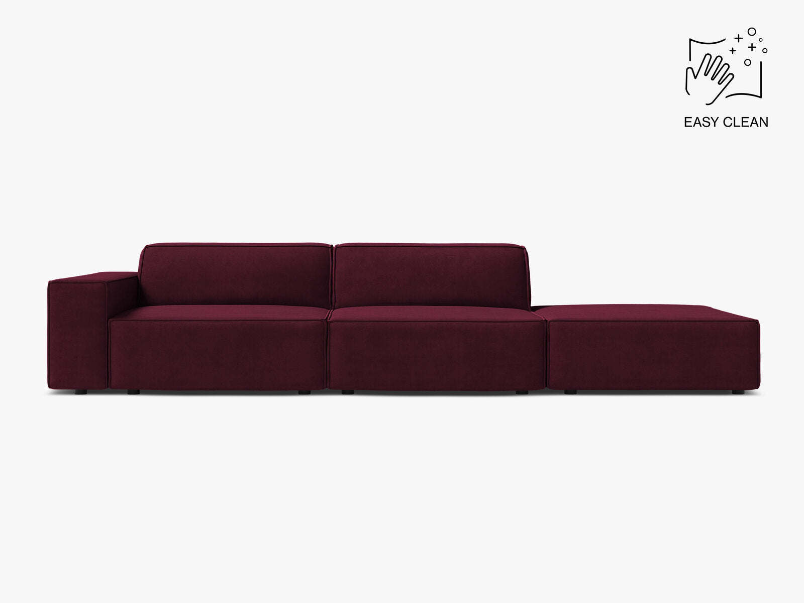 Micadoni Sofa Jodie 3-Sitzer Rechts Samt Venus Burgunder