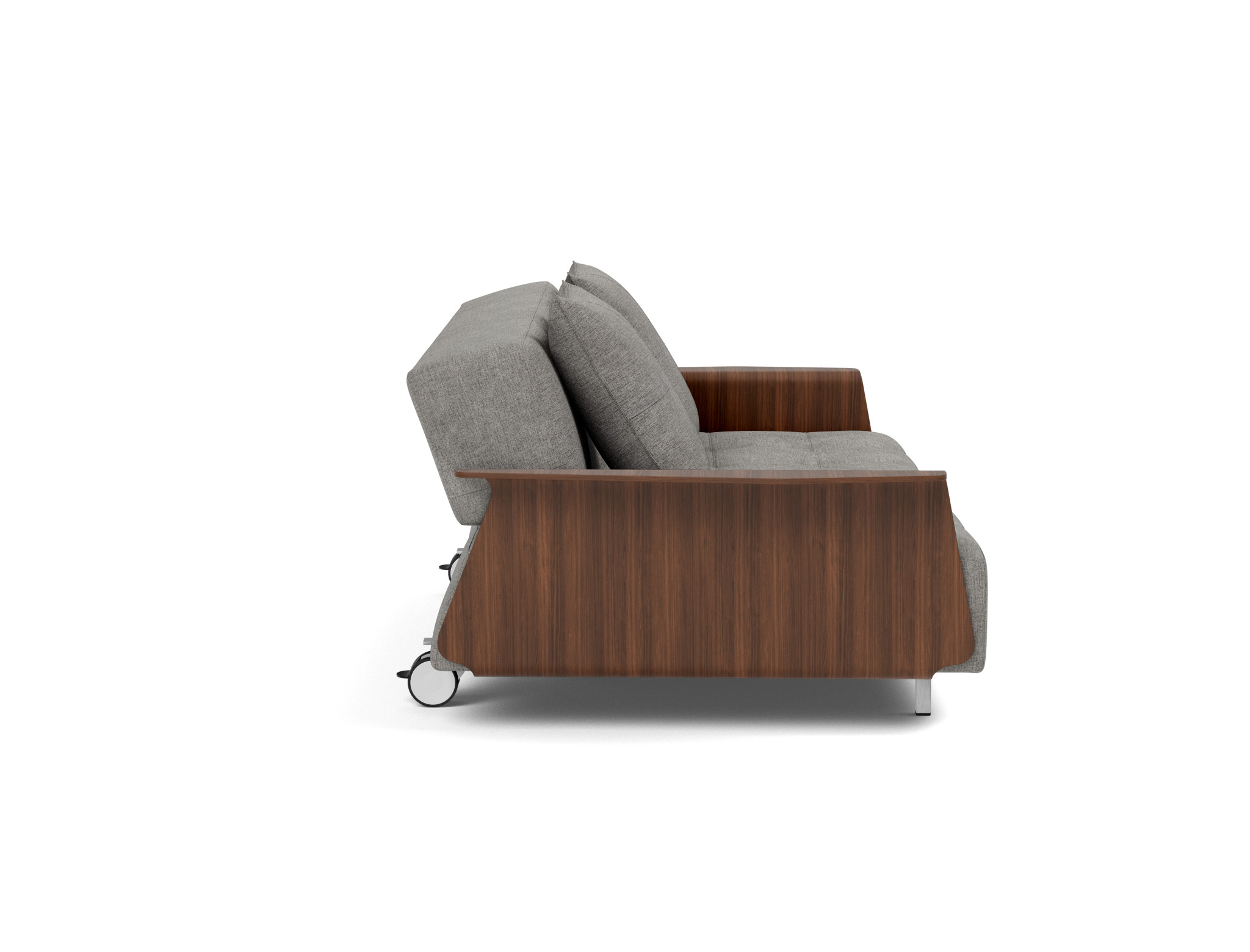 Schlafsofa Long Horn D.E.L. mit Armlehnen Flachgewebe Avella 282-Warm-Grey