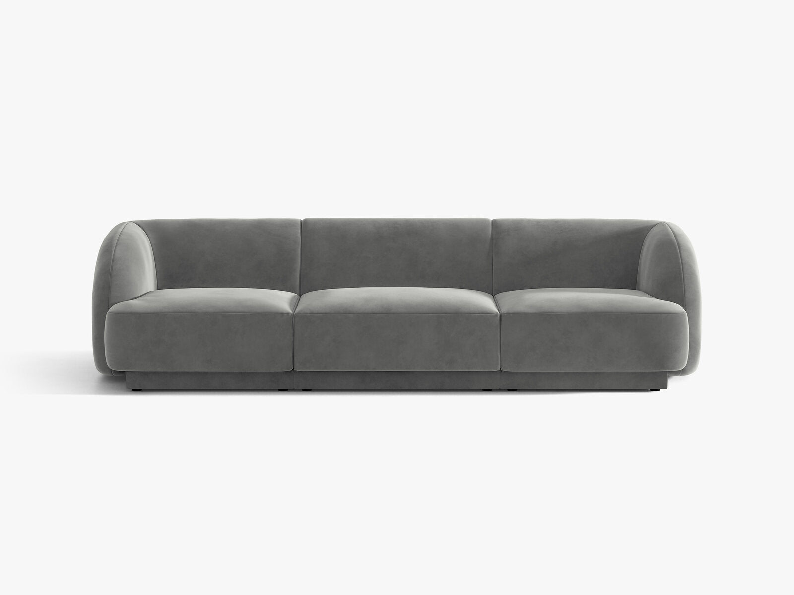 Micadoni Sofa Miley 3-Sitzer Samt Venus Hellgrau