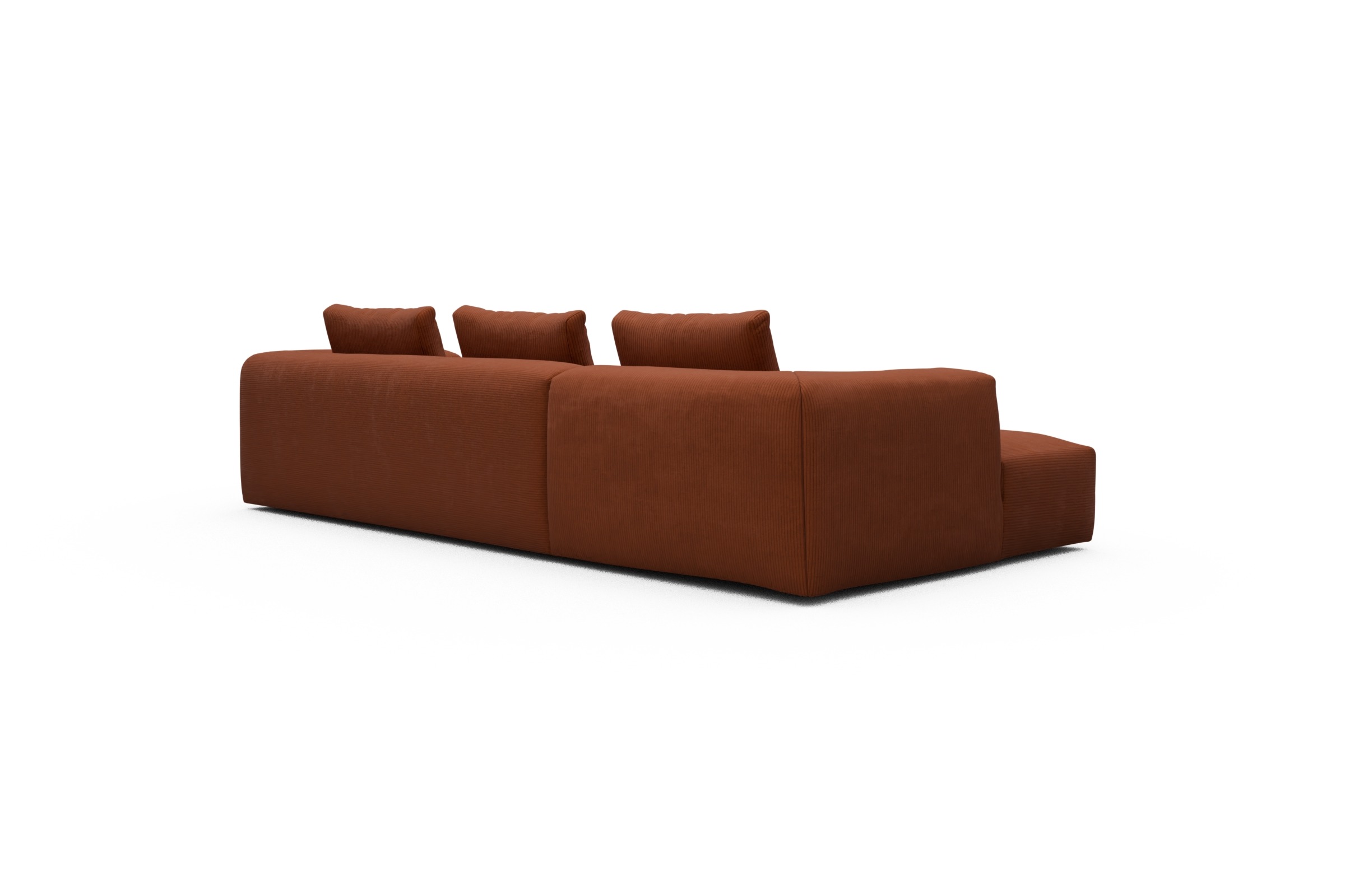 Ecksofa Fred Chaiselongue links mit 2,5-Sitzer Corduroy-Burnt-Orange