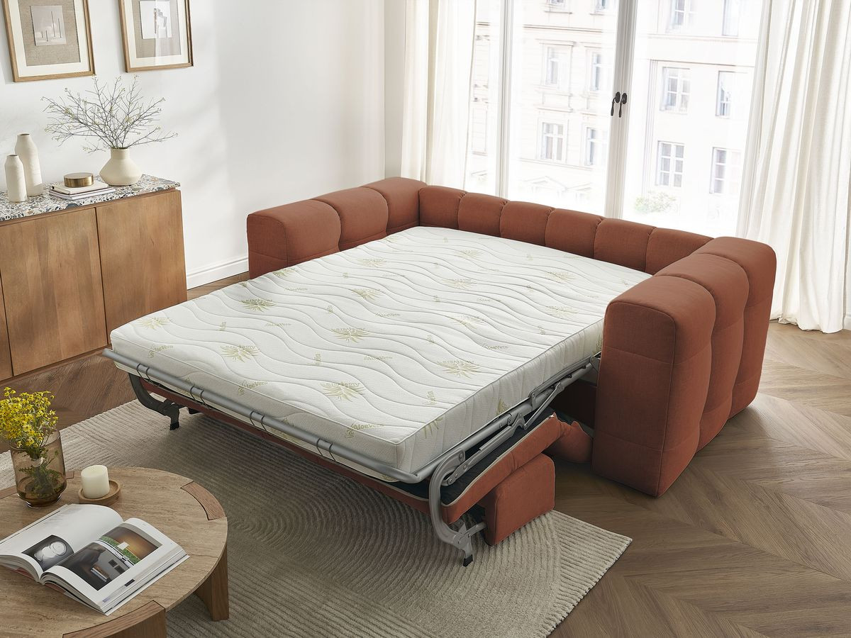 Bobochic Cloud Schlafsofa 3-Sitzer mit Pouf Stoff Orange
