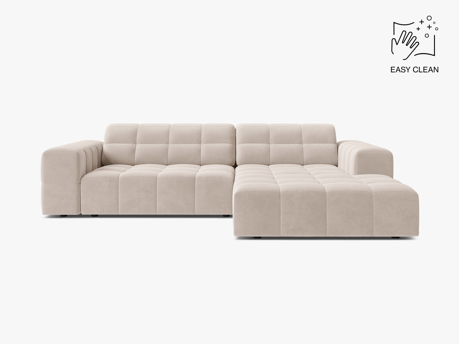 Micadoni Jennifer Ecksofa 4-Sitzer Rechts Samt Venus Helles Beige
