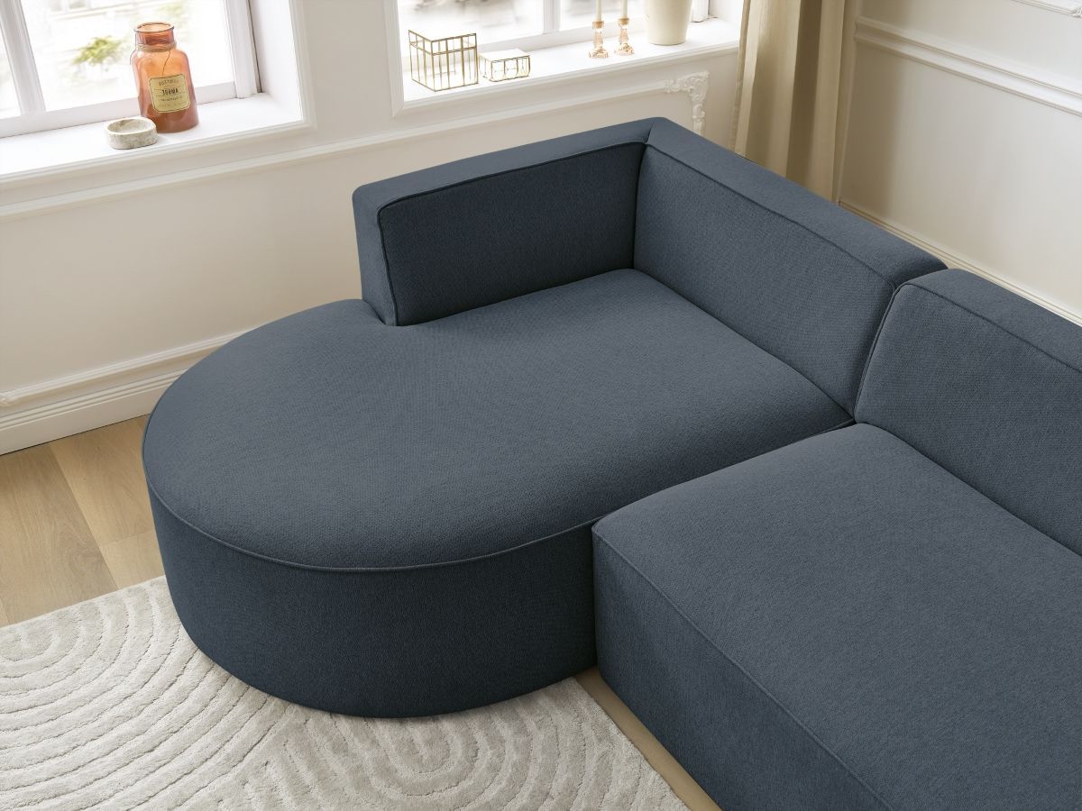 Bobochic Rousseau Ecksofa Melange-Stoff Dunkelblau Ecke links