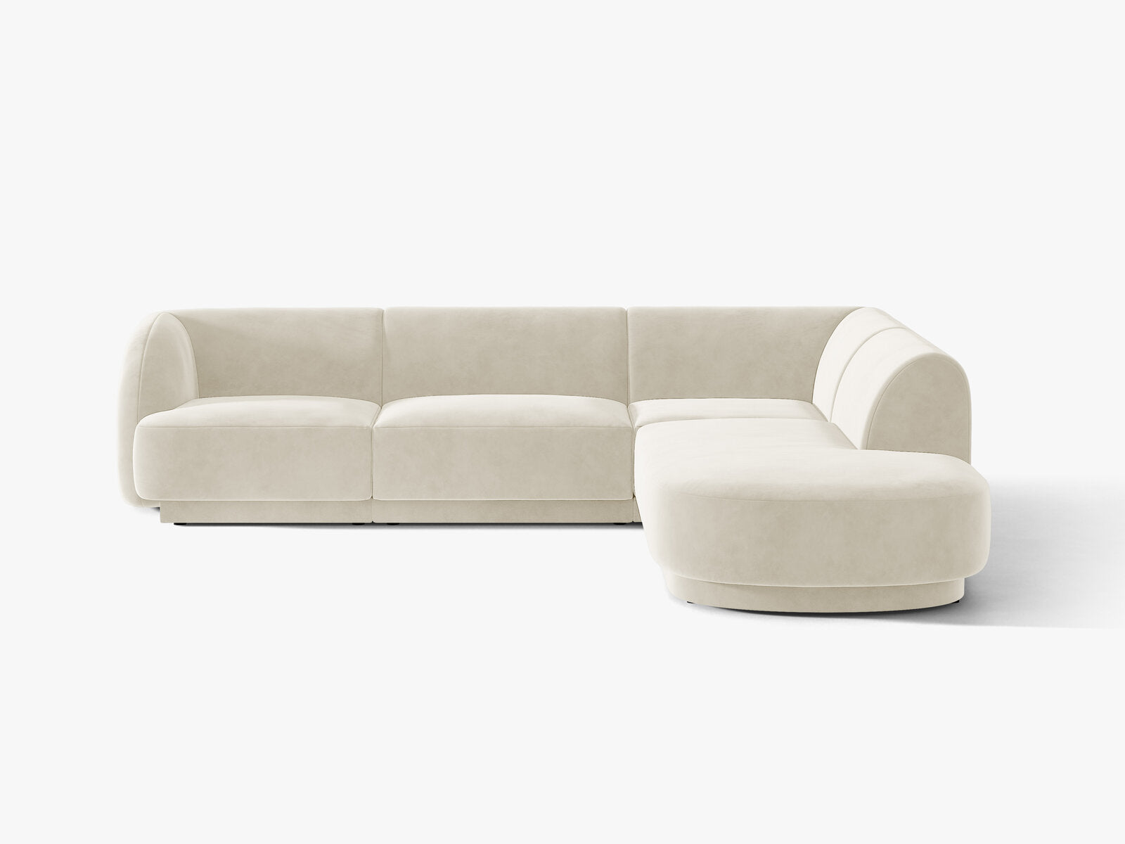 Micadoni Ecksofa Miley 6-Sitzer Rechts Samt Bluvel Helles Beige