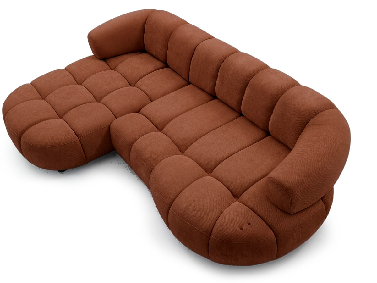 Bobochic Lovely Ecksofa mit Schlaffunktion Stoff Orange Ecke links