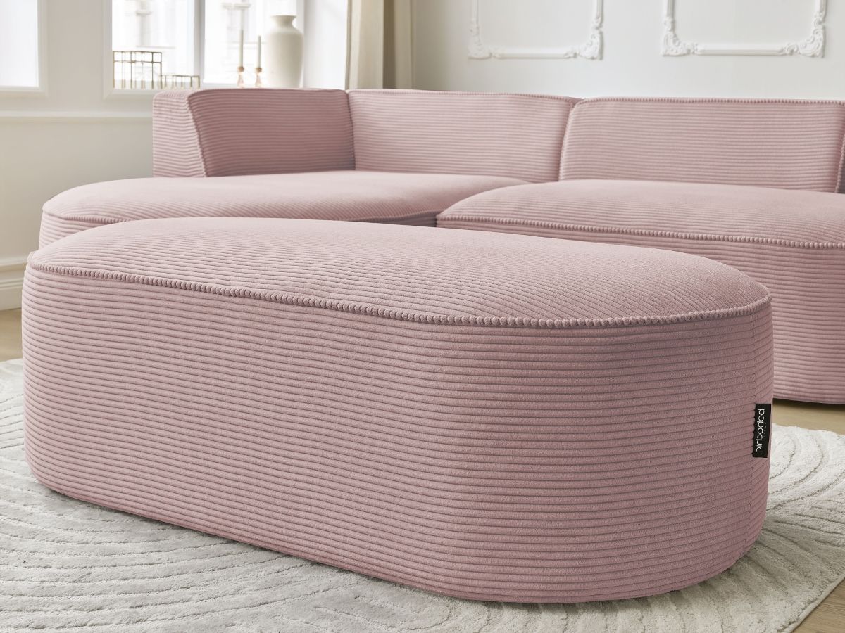 Bobochic Rousseau Ecksofa mit Pouf Cordsamt Violett Ecke links