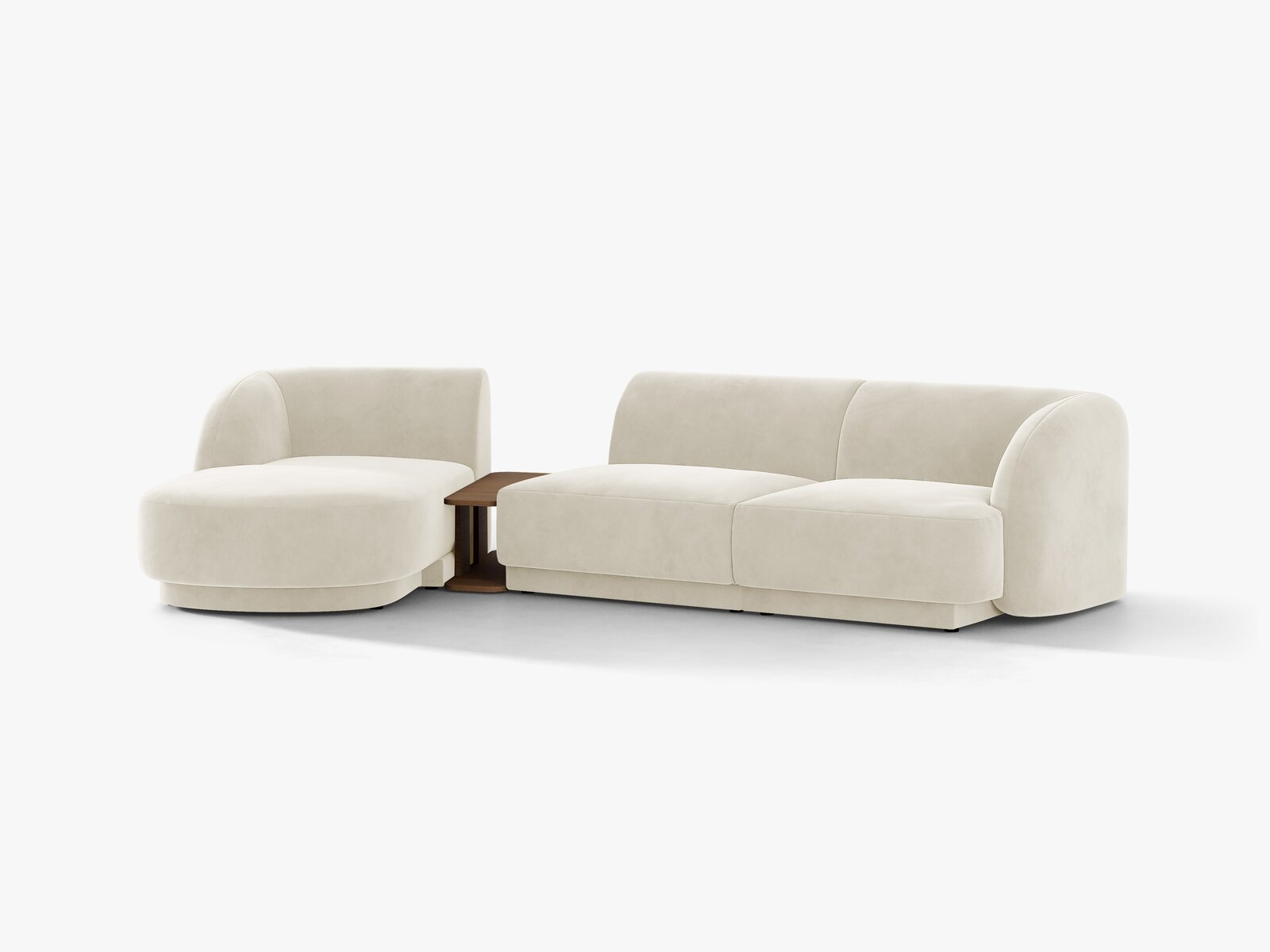 Micadoni Modulares Sofa Miley mit Recamiere 3-Sitzer Links Samt Bluvel Helles Beige