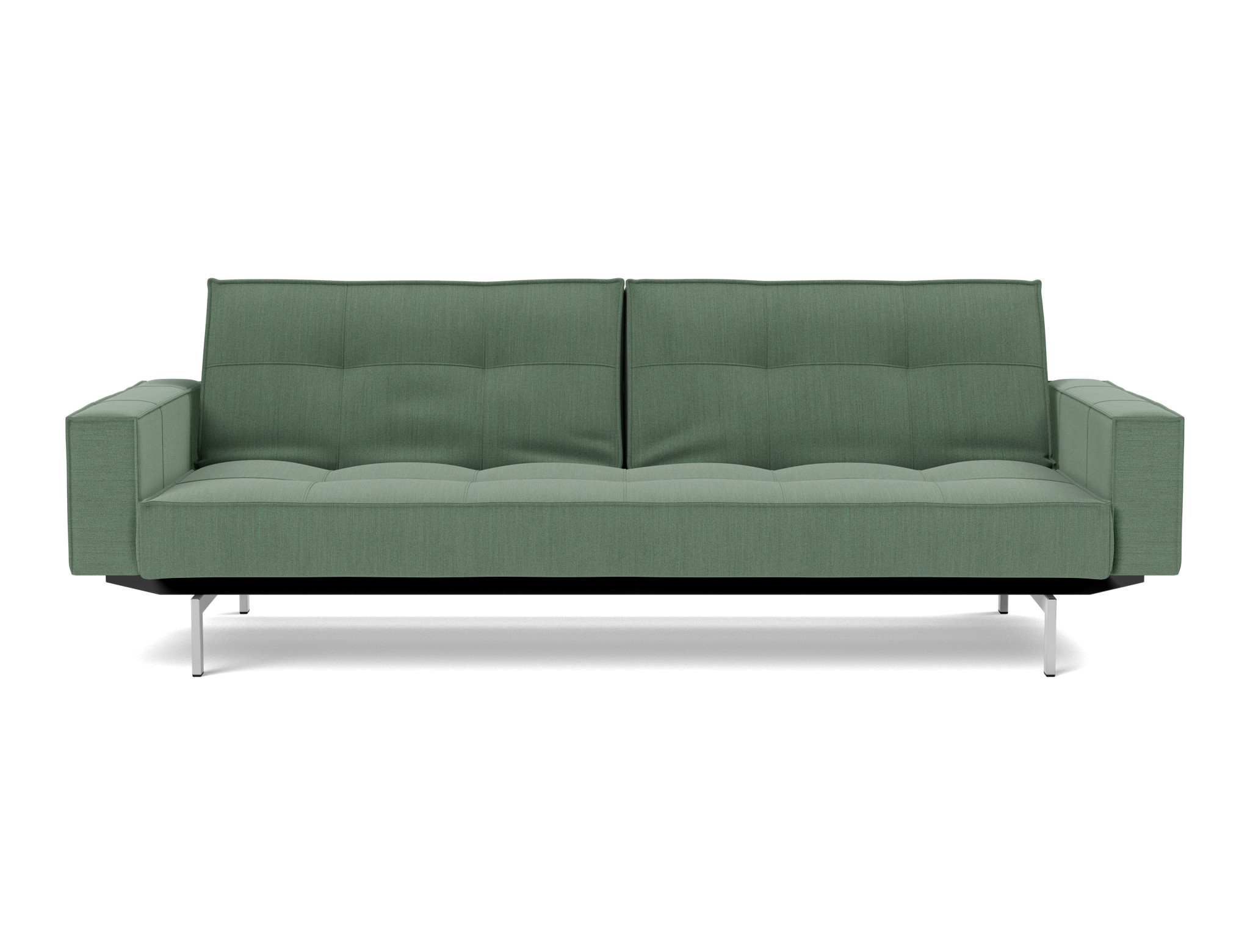 Schlafsofa Splitback mit Armlehnen Flachgewebe Elegance 518-Green Beine Chrom