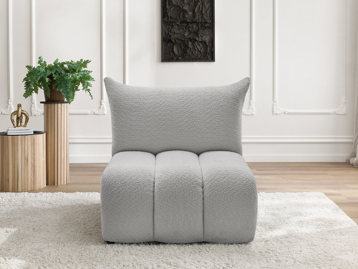 Bobochic Azra Sofamodul 1-Sitzer 90 × 112 cm Bouclé-Stoff Hellgrau