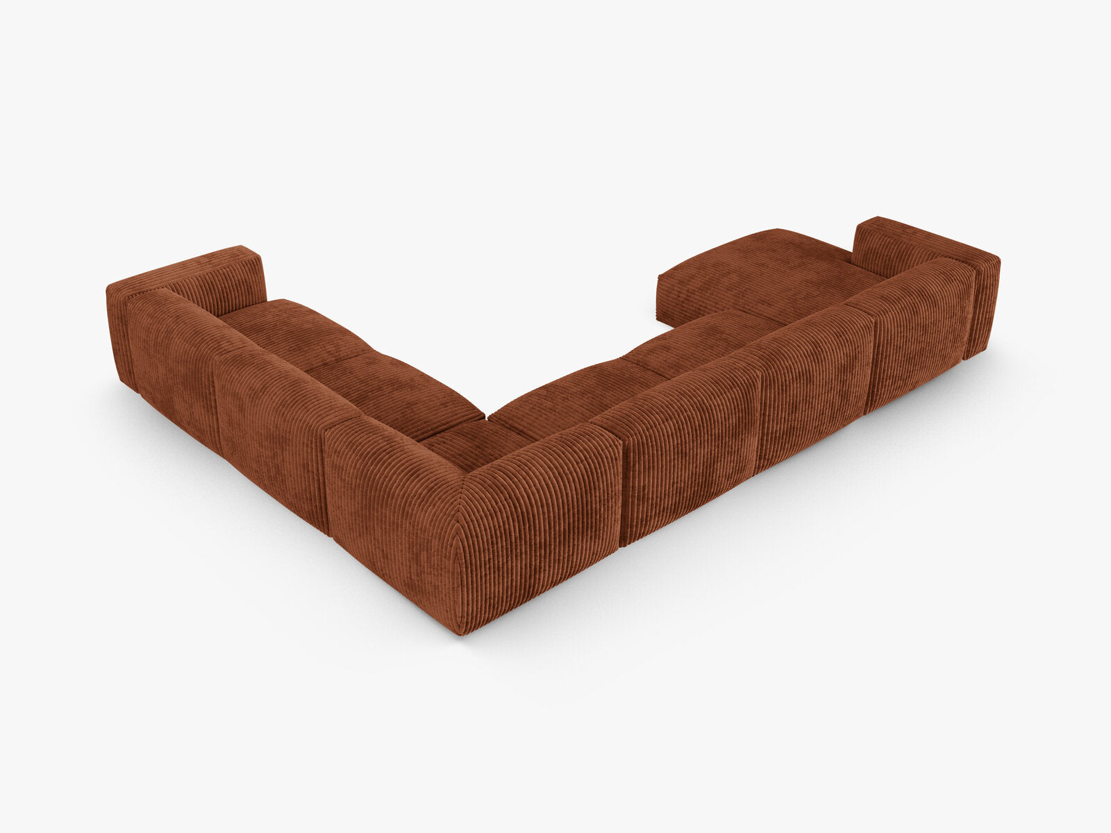 Micadoni modulares Ecksofa XL Martina 6-Sitzer 90cm Sitztiefe Rechts Kord Tilia Ziegel