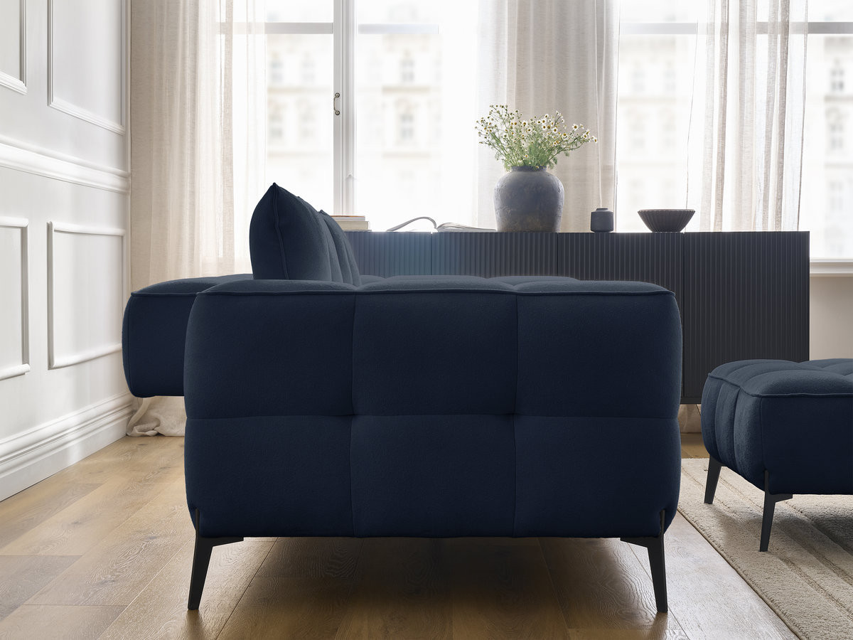 Bobochic Anis Sofa 3-Sitzer mit Pouf Strukturstoff Blau