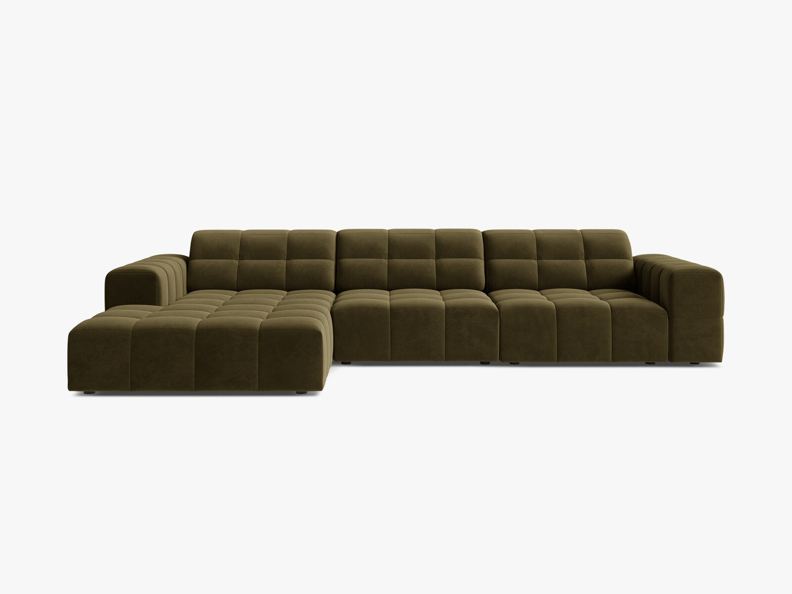 Micadoni Ecksofa Jennifer 4-Sitzer Links Samt Bluvel Grün