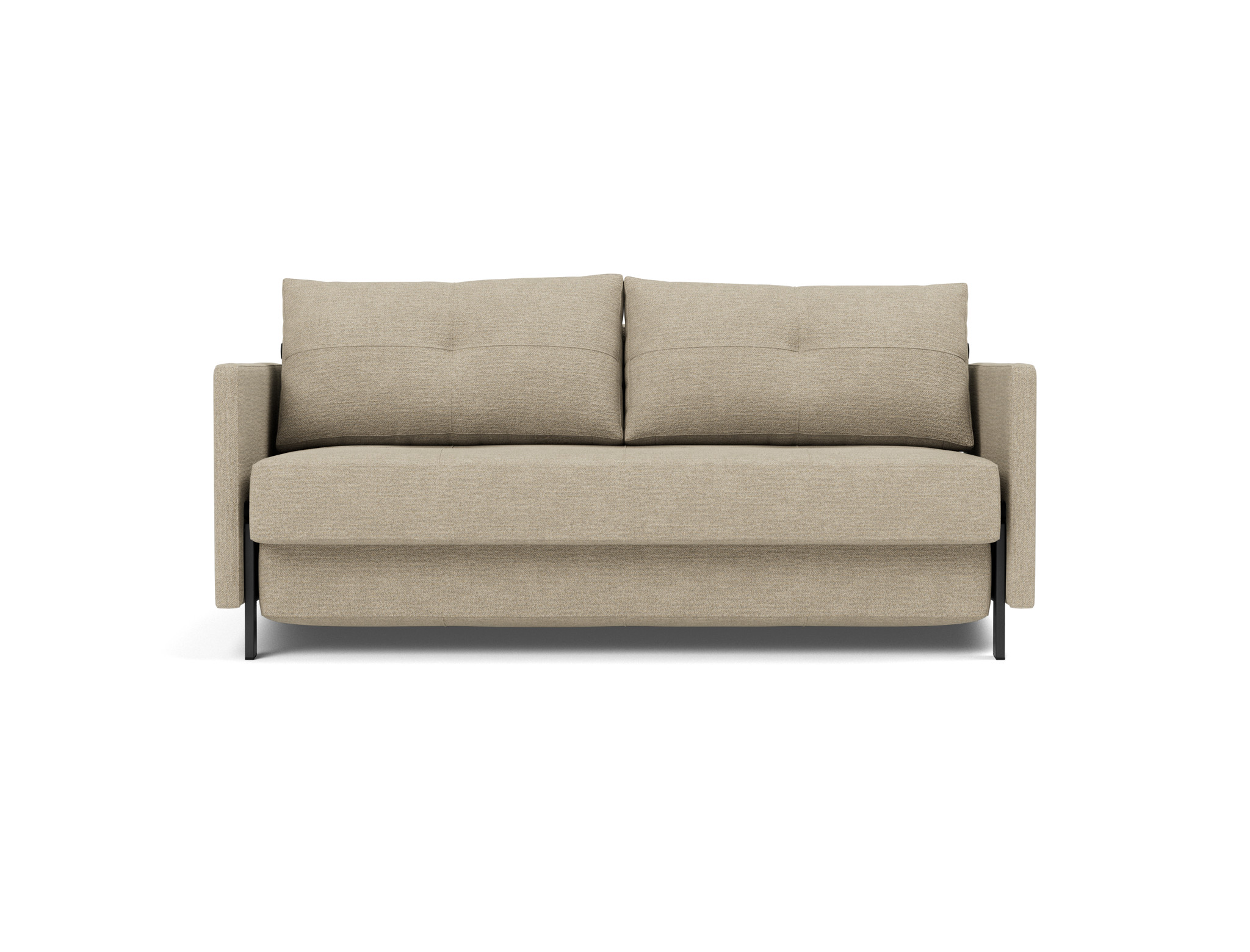 Schlafsofa Cubed mit Armlehnen 160 Strukturierter Stoff Taura 356-Sand