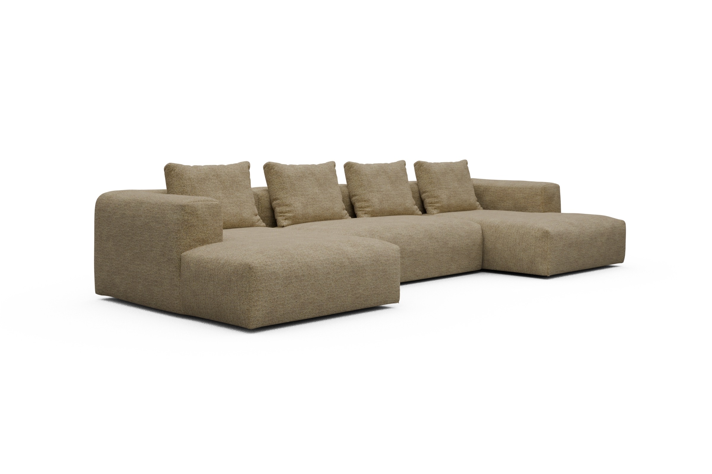 Wohnlandschaft Fred mit 2-Sitzer und Chaiselongue beidseitig Carreno-Silician-Yellow