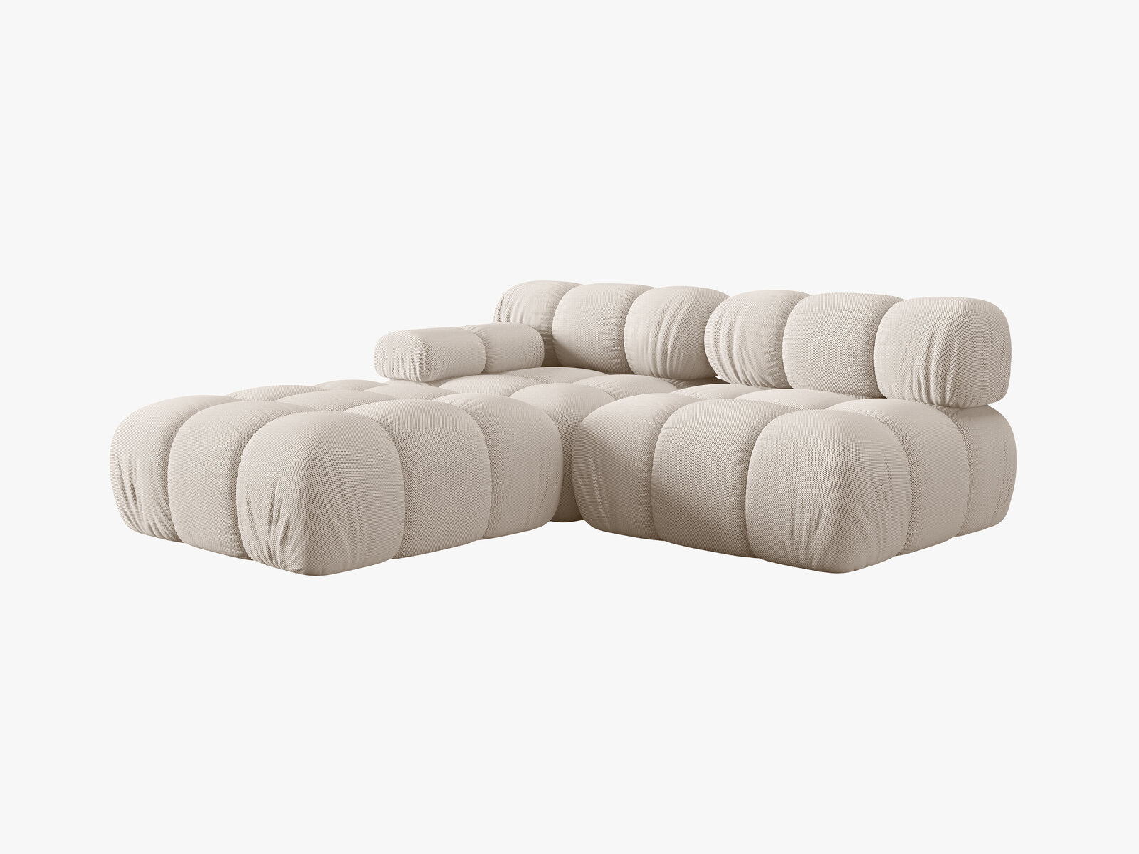 Micadoni Modulares Sofa Bellis 4-Sitzer Links 3D-Stoff Sonic Helles Beige