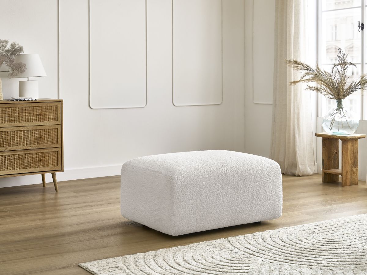 Bobochic Tina Pouf Bouclé-Stoff Weiß