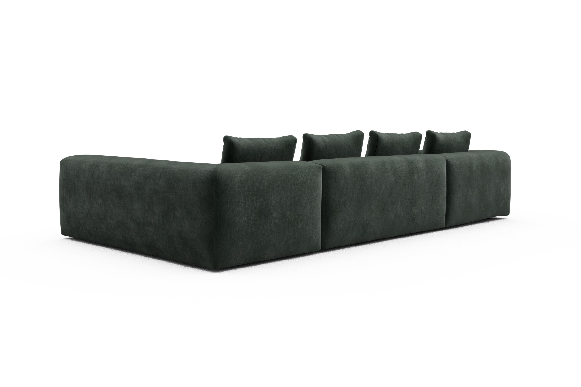 Wohnlandschaft Fred Chaiselongue links mit 2-Sitzer und lange Armlehne rechts Smooth-Laurel-Green