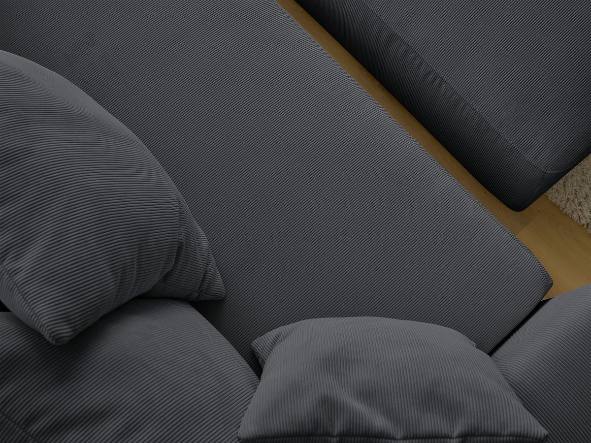 Bobochic Sidonie Schlafsofa 4-Sitzer mit Bettkasten und Pouf Cordsamt Schwarz
