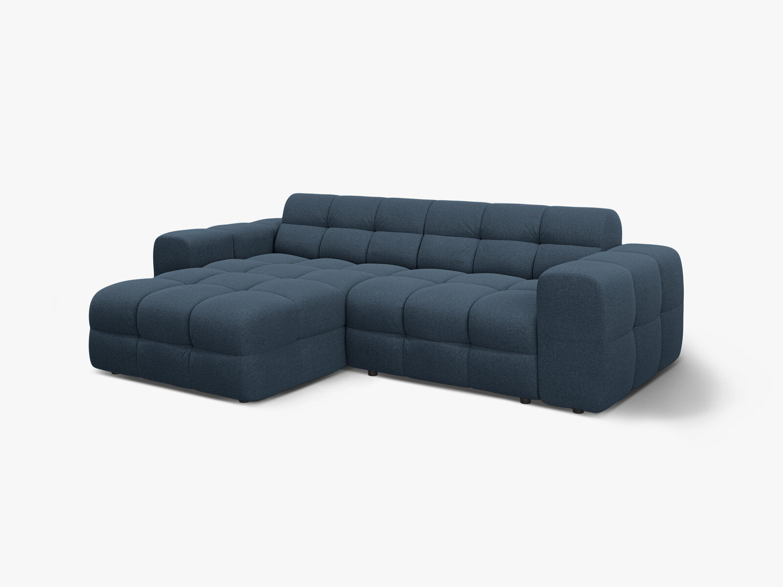 Micadoni Ecksofa Kendal 4-Sitzer Links Strukturierter Stoff Marineblau