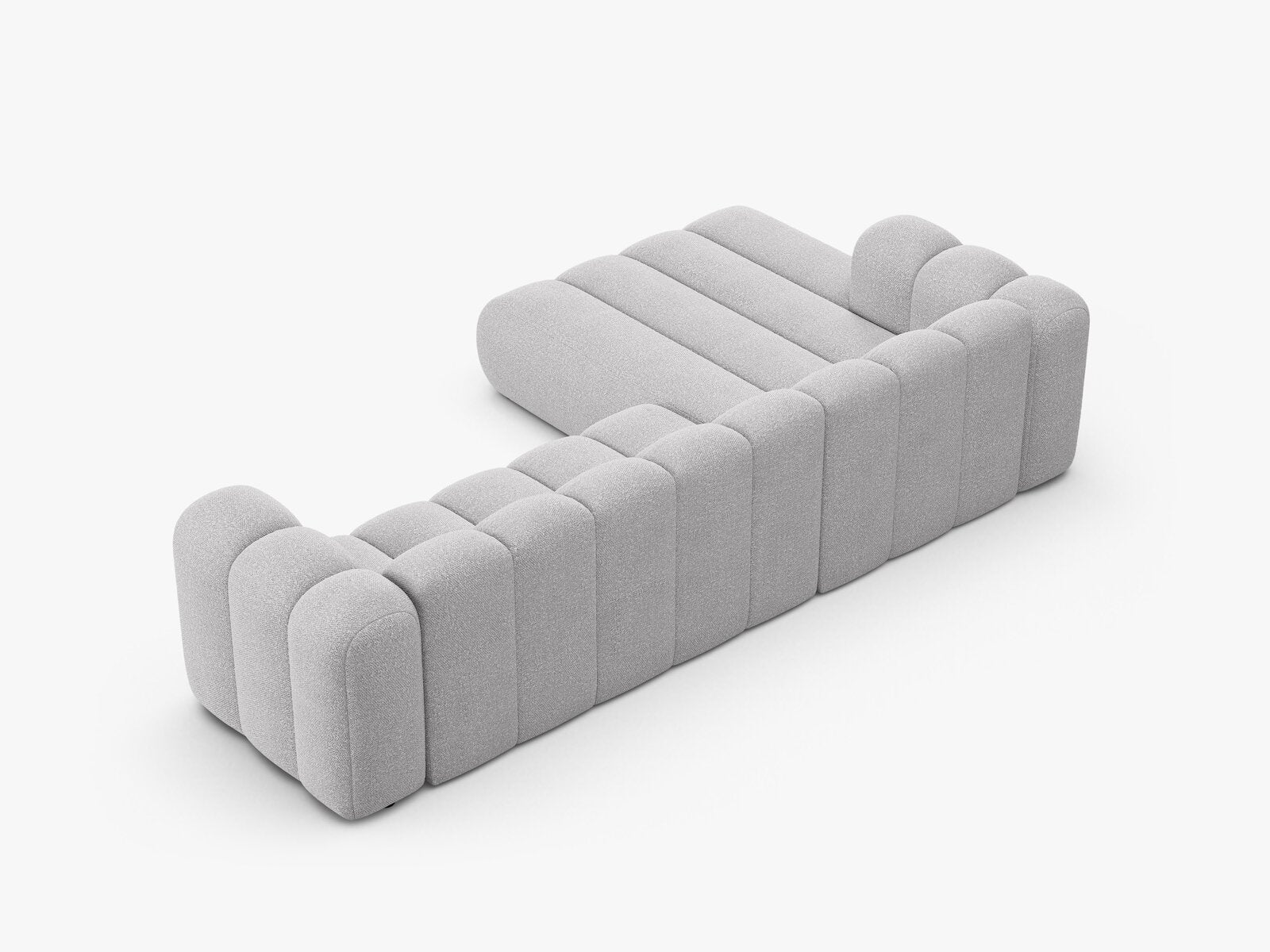 Micadoni Modulares Ecksofa Lupine 4-Sitzer Links Boucle Baloo Hellgrau
