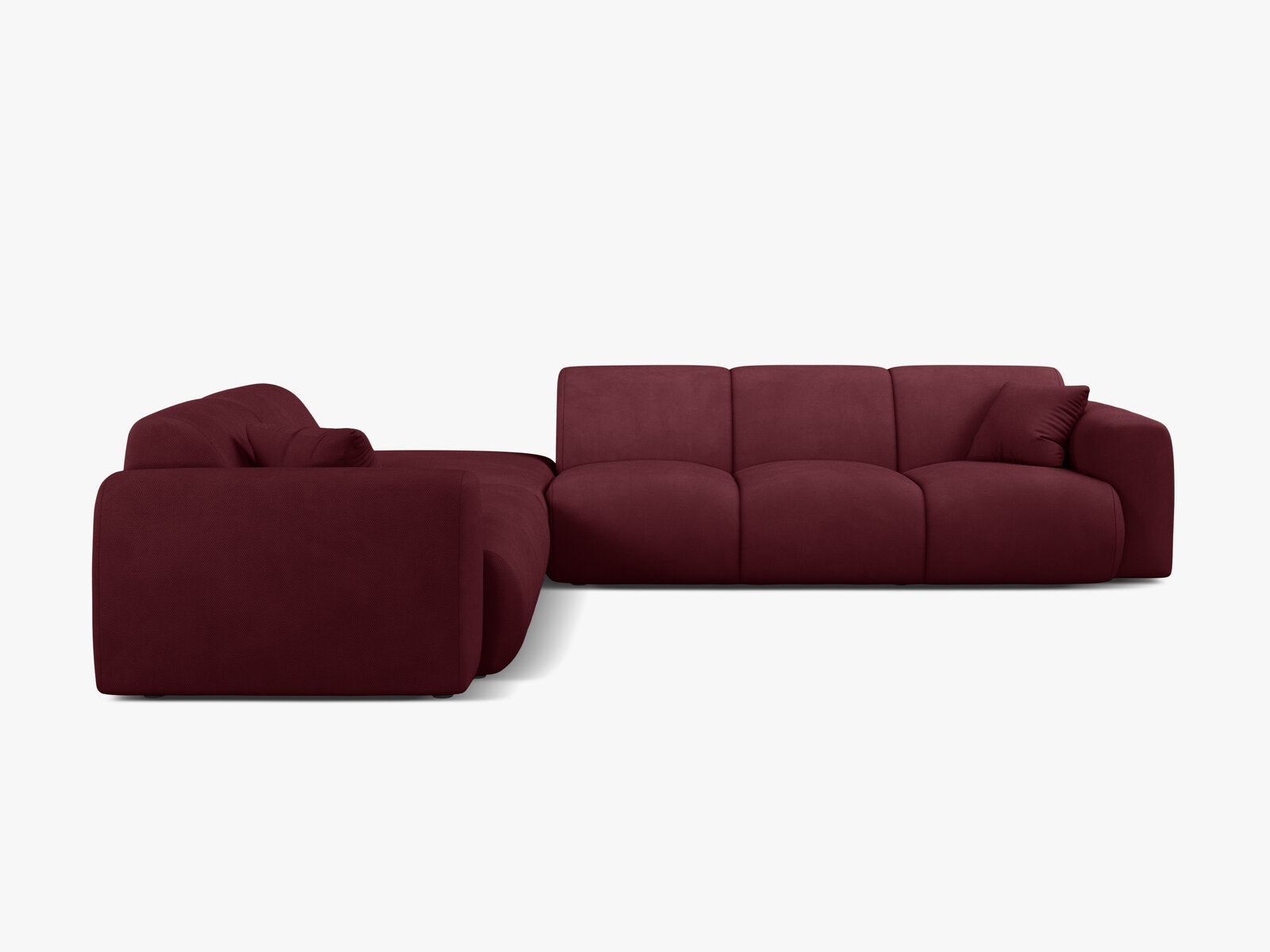 Micadoni Ecksofa Molino 6-Sitzer Links Strukturierter Stoff Rebel Bordeaux