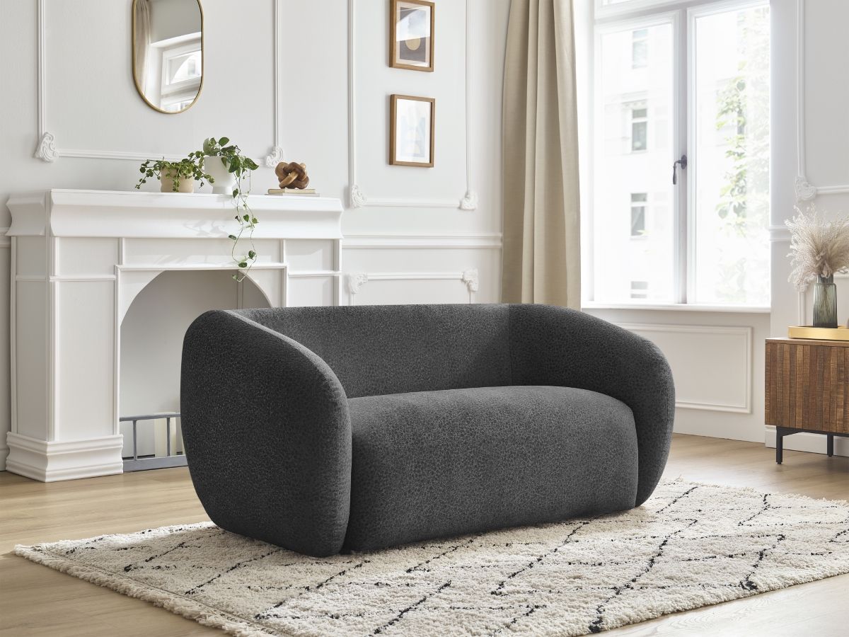 Bobochic Celine Sofa 2-Sitzer Strukturstoff Dunkelgrau