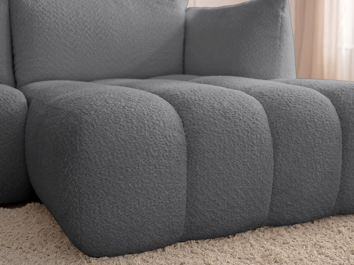 Bobochic Azra Ecksofa 319 × 178 cm Bouclé-Stoff Dunkelgrau Ecke rechts