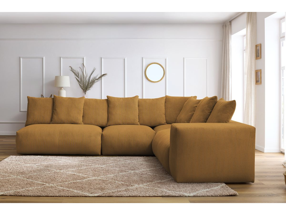 Bobochic Voltaire Ecksofa 322 × 268 cm Cordsamt Gelb Ecke rechts