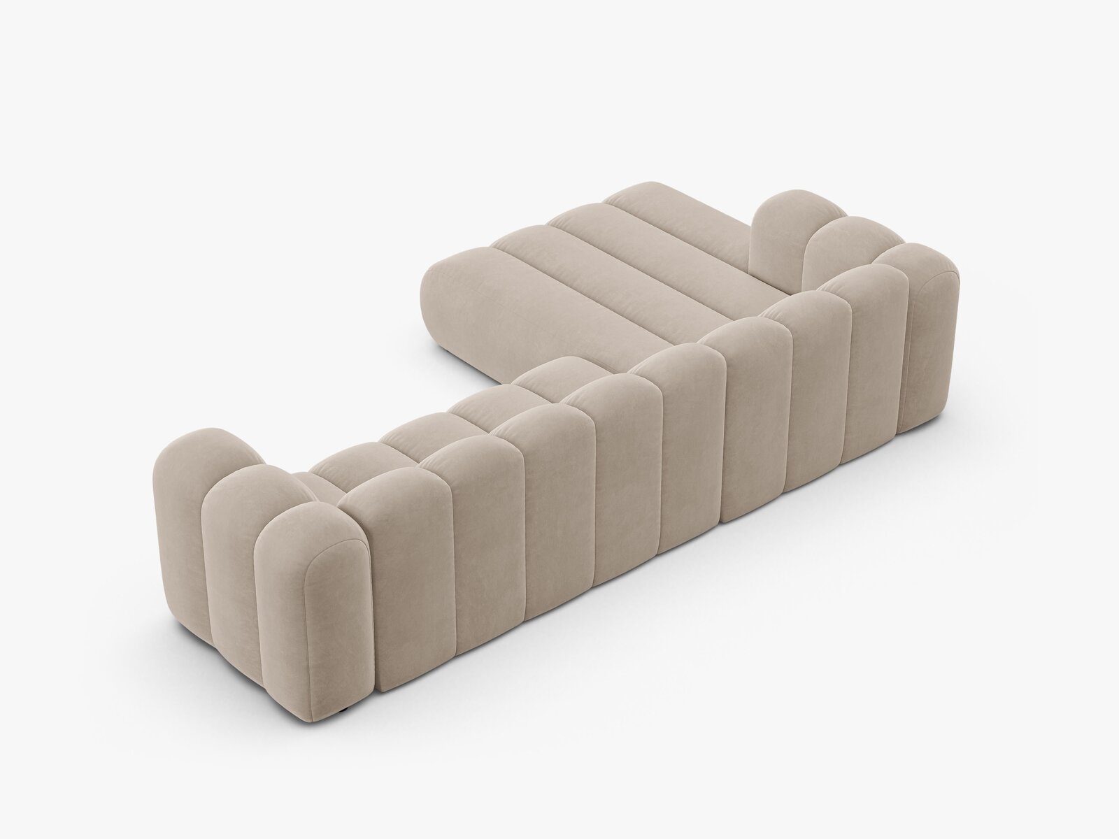 Micadoni Modulares Ecksofa Lupine 4-Sitzer Links Samt Salvador Beige