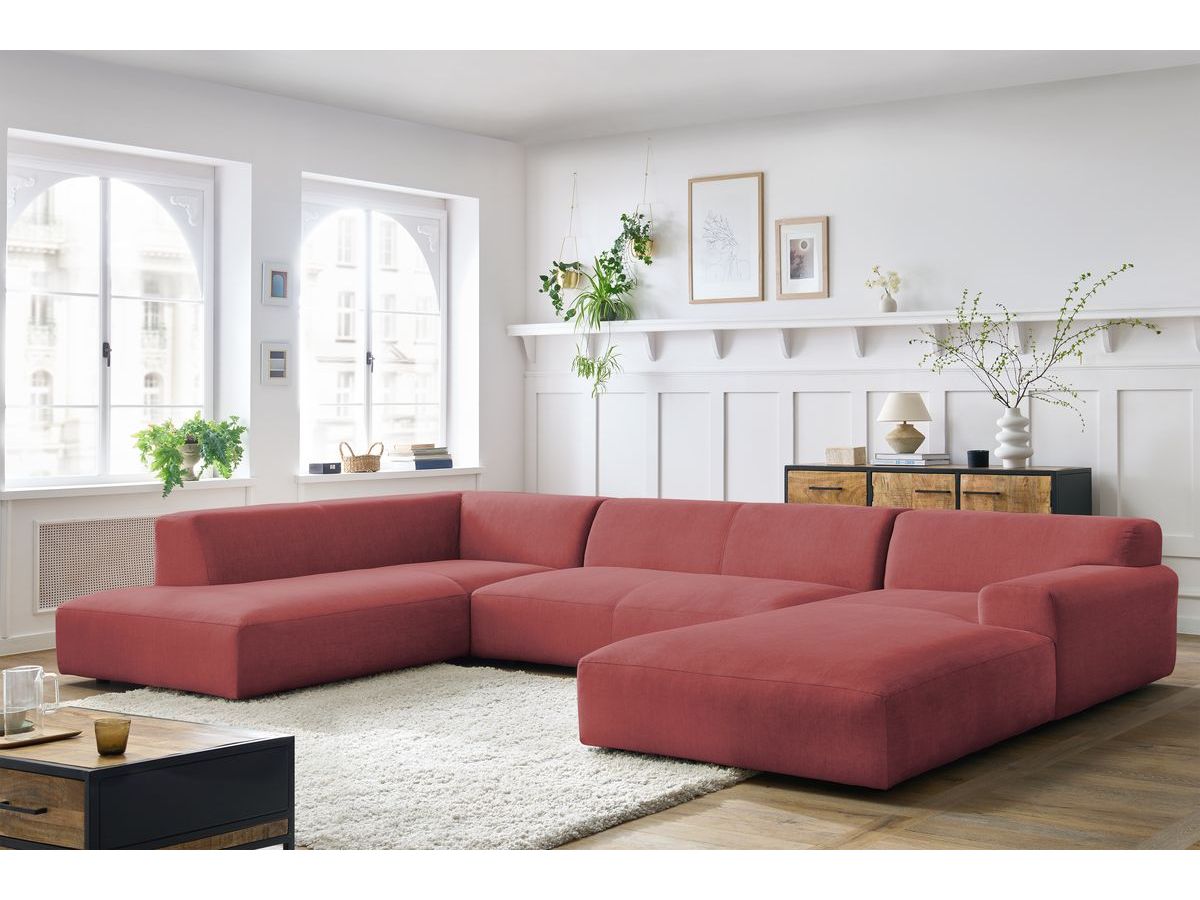 Bobochic Lavena Wohnlandschaft 399 × 220 cm Samt Orange Ecke rechts