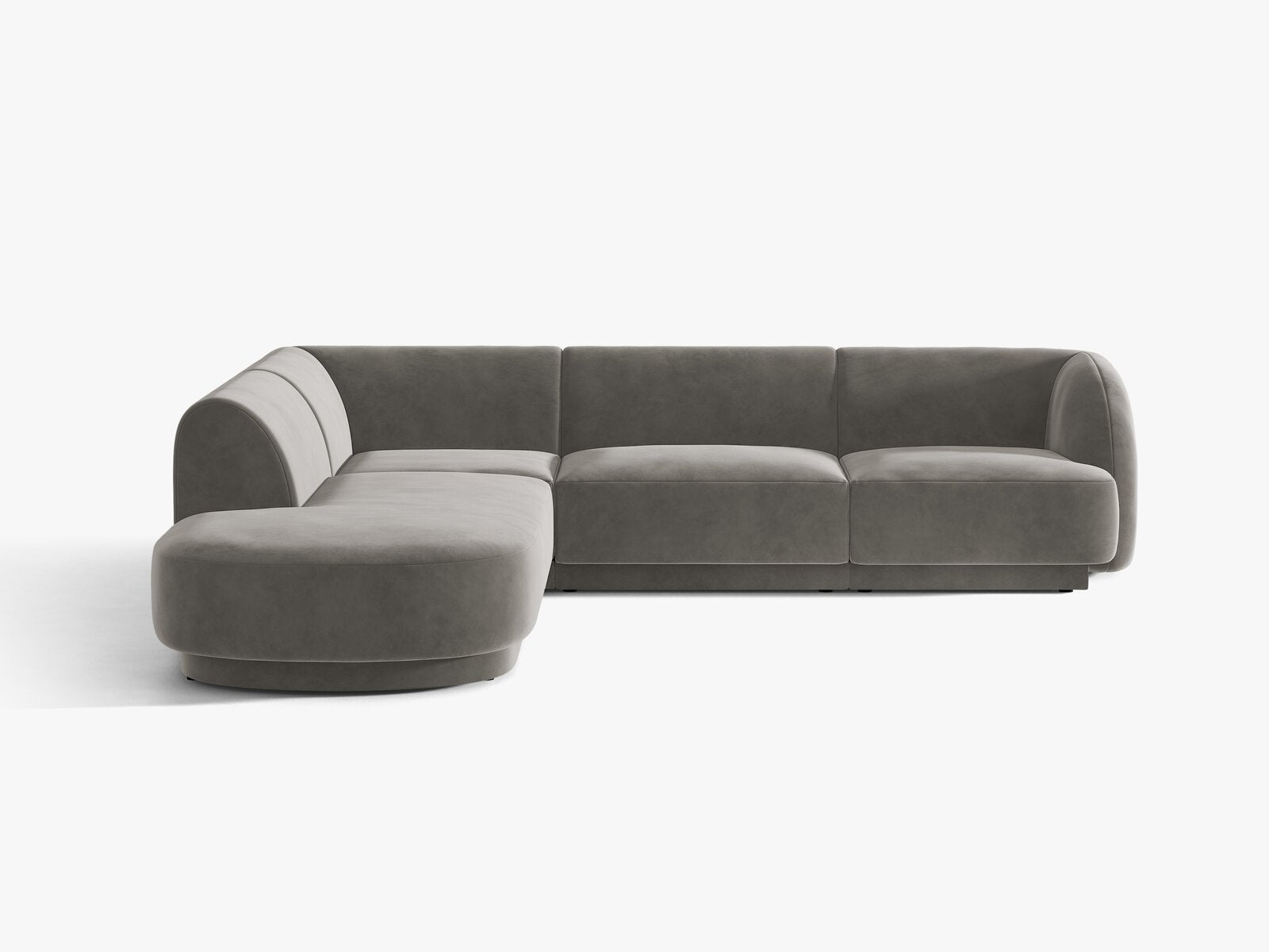 Micadoni Ecksofa Miley 6-Sitzer Links Samt Bluvel Hellgrau