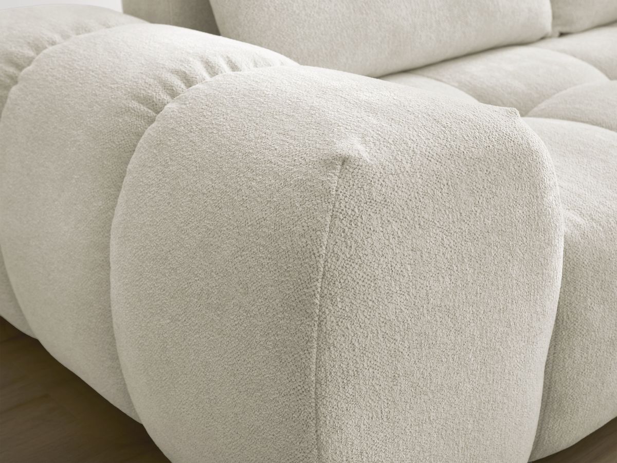 Bobochic Everest Ecksofa mit Schlaffunktion und Bettkasten 320 × 212 cm, 5 Kissen Melange-Stoff Weiß Ecke rechts