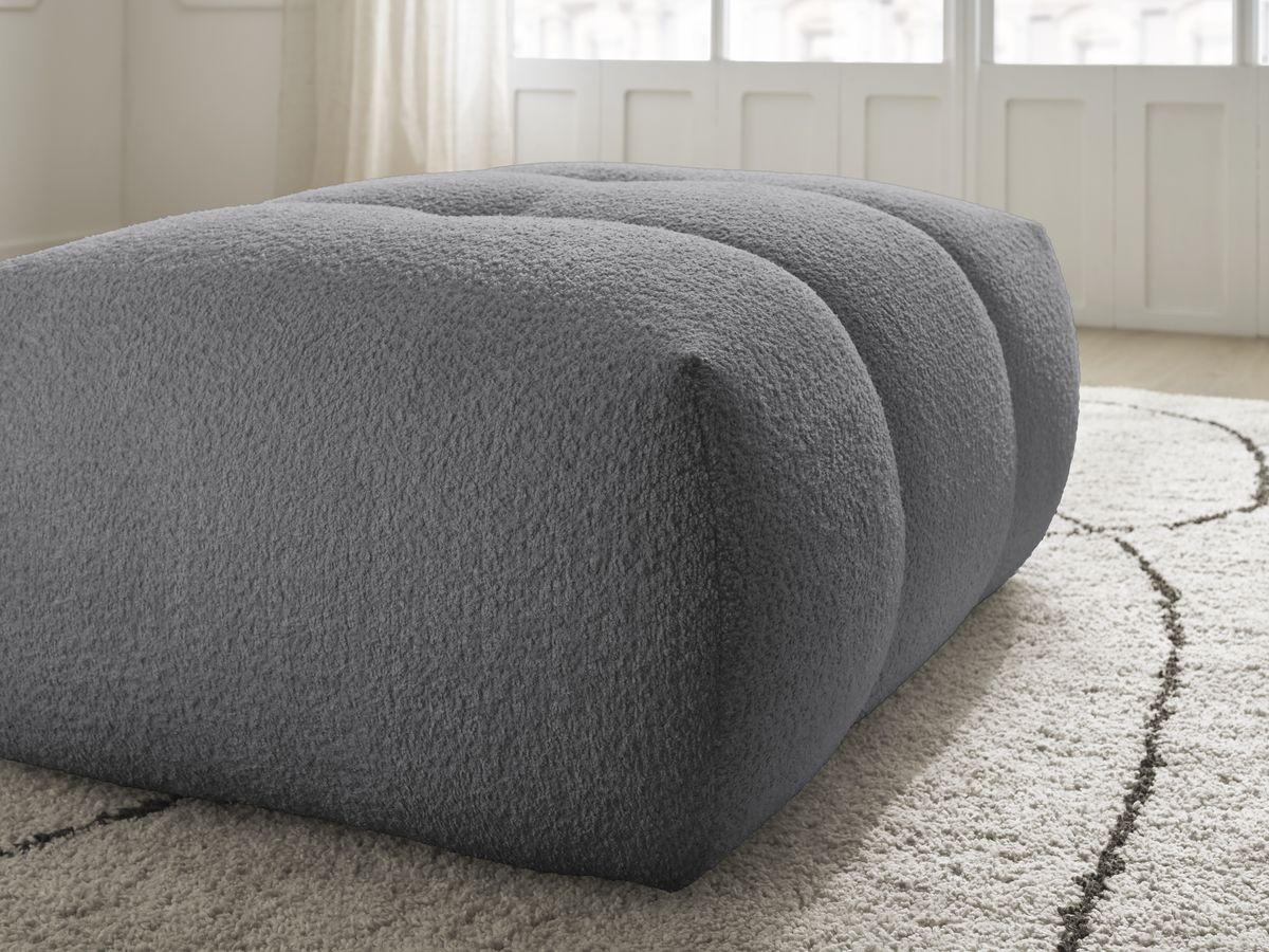 Bobochic Fuji Pouf Bouclé-Stoff Dunkelgrau