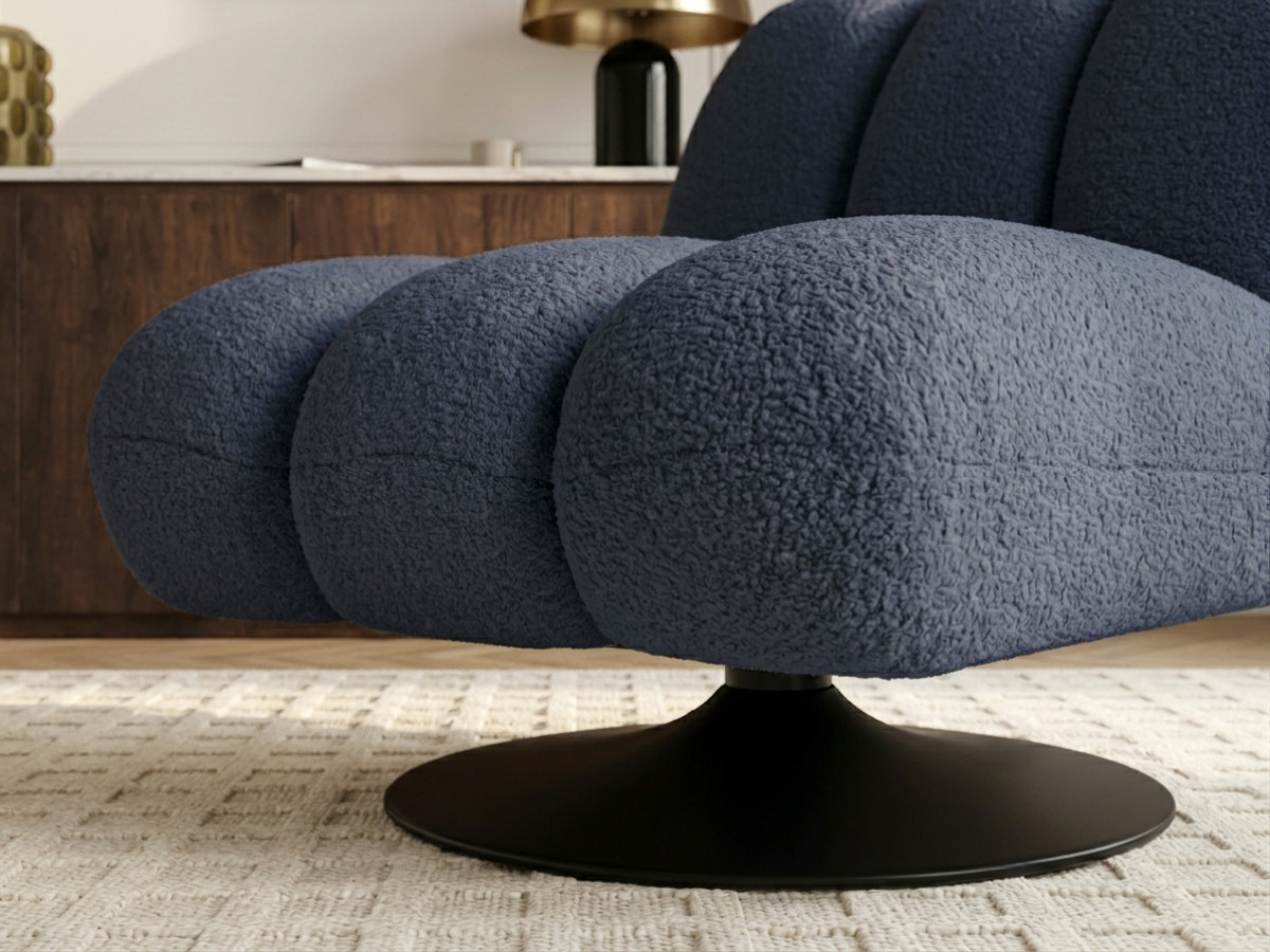 Bobochic Janissaire Sessel 79 × 89 cm Bouclé-Stoff Dunkelblau