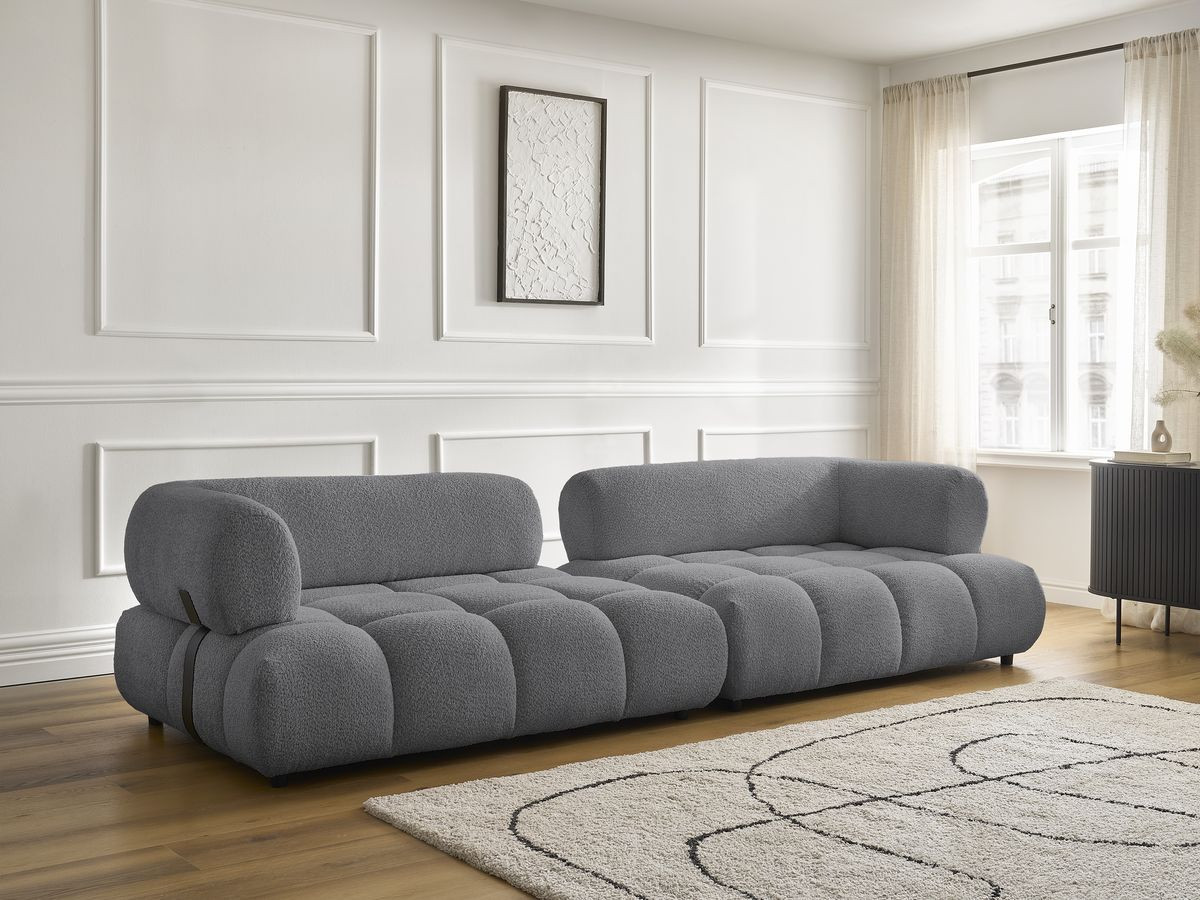 Bobochic Alya Sofa 4-Sitzer Bouclé-Stoff Dunkelgrau