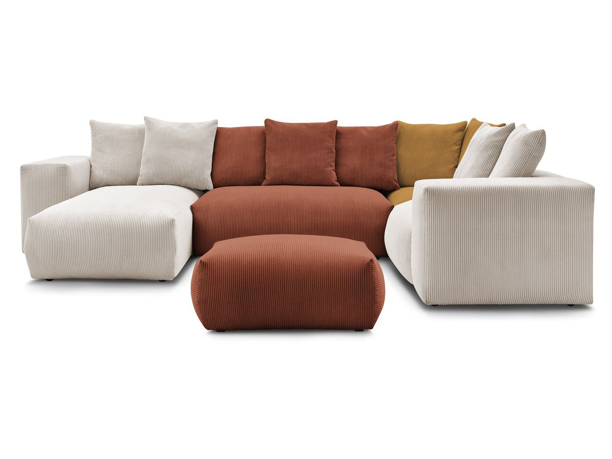 Bobochic Voltaire Wohnlandschaft mit Pouf 356 × 214 cm Cordsamt Mehrfarbig Ecke links