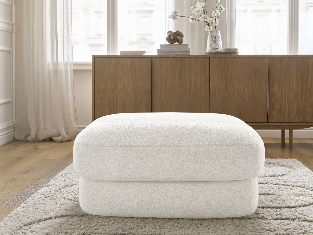 Bobochic Leonore Pouf Bouclé-Stoff Weiß